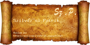 Szilvási Patrik névjegykártya
